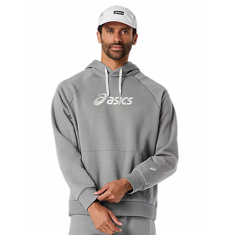 Sweat à capuche de sport homme Asics Logo Fleece Hoodie coloris gris