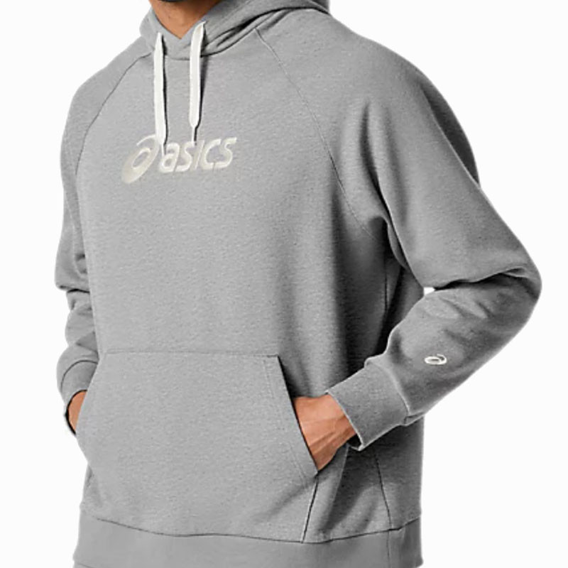 Sweat à capuche de sport homme Asics Logo Fleece Hoodie coloris gris