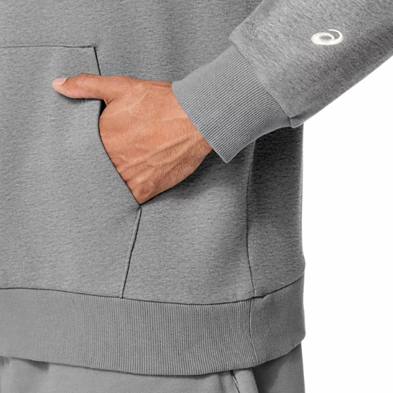 Sweat à capuche de sport homme Asics Logo Fleece Hoodie coloris gris
