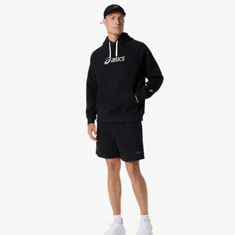 Sweat à capuche de sport homme Asics Logo Fleece Hoodie coloris noir