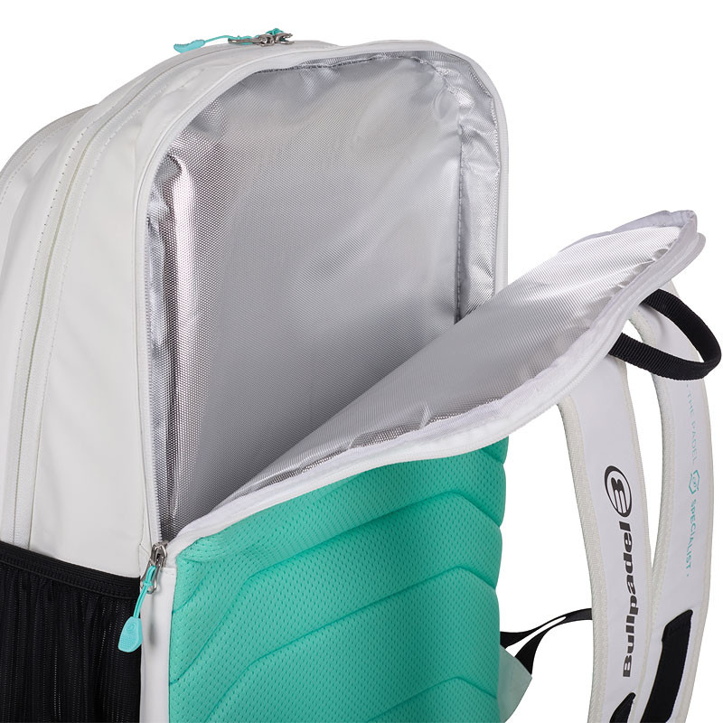 Sac de padel Bullpadel Vertex blanc et vert avec poche raquettes isotherme
