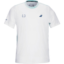 Tee-shirt de padel homme Babolat Crew Neck Tee Lebrón, blanc et bleu