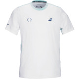 Tee-shirt de padel homme Babolat Crew Neck Tee Lebrón, blanc et bleu