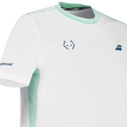 Tee-shirt de padel homme Babolat Crew Neck Tee Lebrón, blanc et bleu