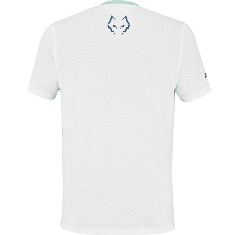 Tee-shirt de padel homme Babolat Crew Neck Tee Lebrón, blanc et bleu