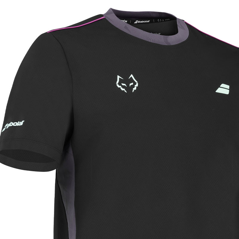 Tee-shirt de padel homme Babolat Crew Neck Tee Lebrón, coloris noir