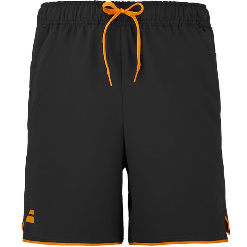 Short de tennis homme Babolat Perf, coloris noir et orange