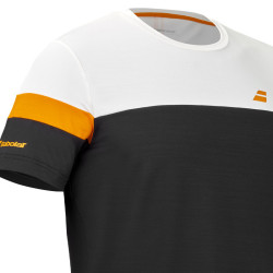 Tee-shirt de tennis homme Babolat Perf Crew Neck noir, blanc et orange