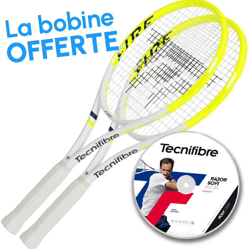 Pack 2 raquettes Tecnifibre Fire 270 avec bobine Razor Soft Offerte