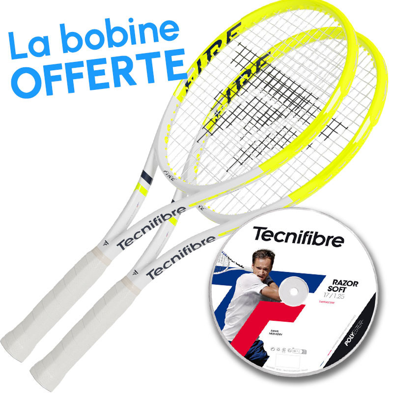 Pack 2 raquettes Tecnifibre Fire 300 avec bobine Razor Soft Offerte