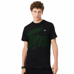 Tee-shirt de tennis Lacoste Sport Ultra Dry imprimé crocodile noir et vert
