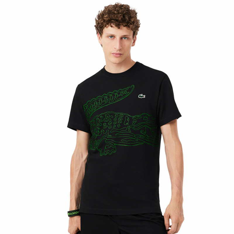 Tee-shirt de tennis Lacoste Sport Ultra Dry imprimé crocodile noir et vert