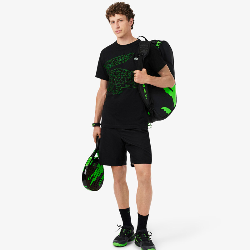 Tee-shirt de tennis Lacoste Sport Ultra Dry imprimé crocodile noir et vert