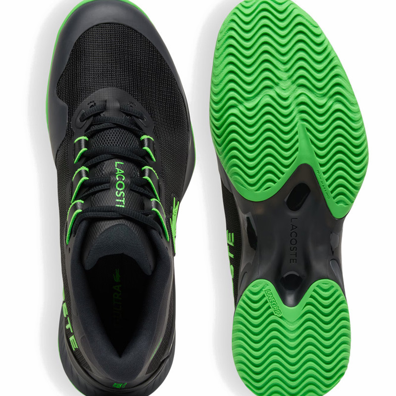 Lacoste AG-LT Ultra Clay noir et vert - Performances terre battue et padel