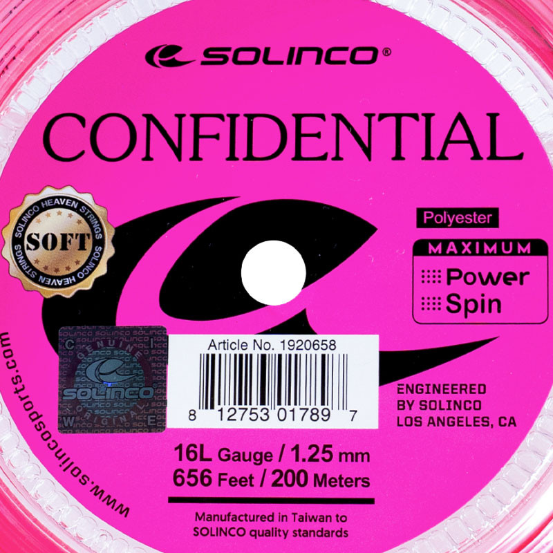 Cordage de Tennis Solinco Confidential Soft - Bobine 200m