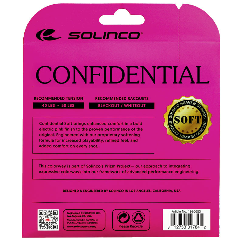 Cordage de Tennis Solinco Confidential Soft - Garniture 12m