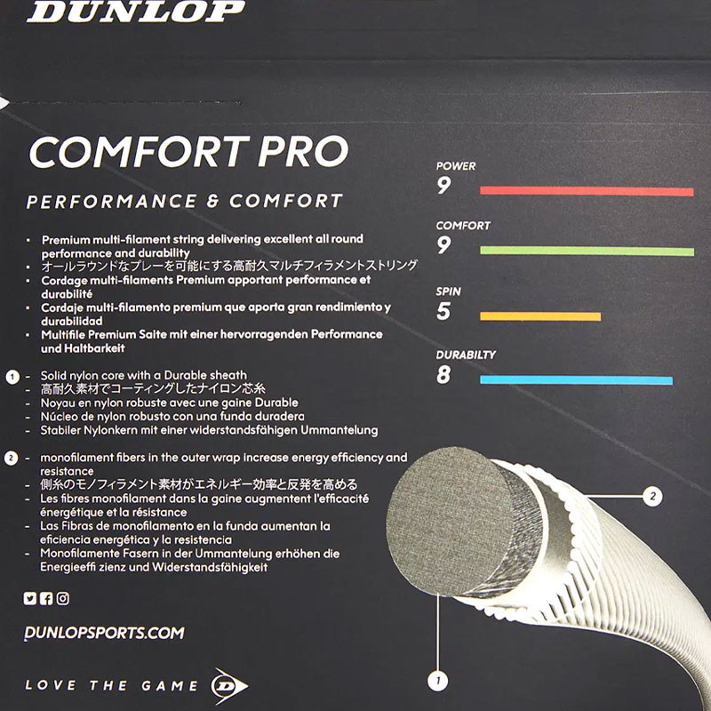 Dunlop Comfort Pro - Bobine de Cordage de Tennis 200 m (Naturel)